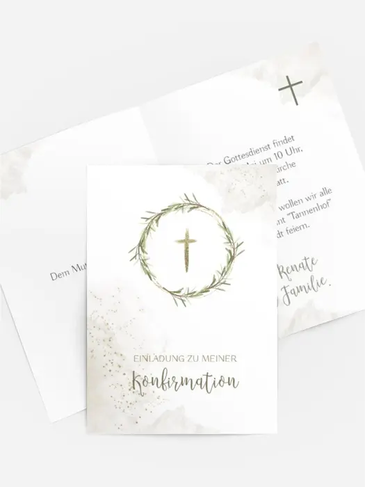 Einladungskarte Konfirmation Kräuterkranz Einladungskarte Konfirmation Kräuterkranz