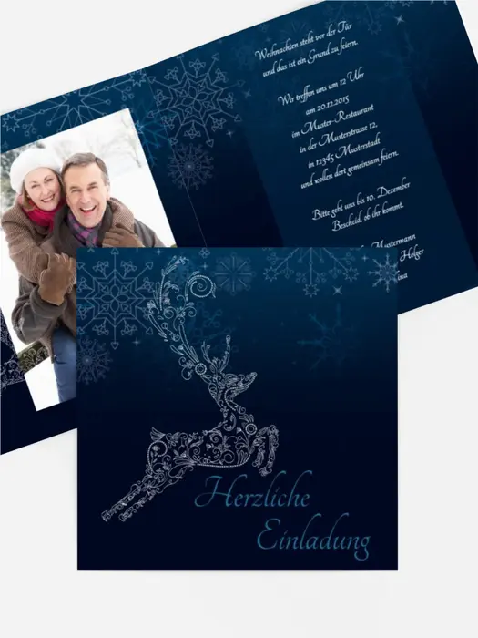 Foto Weihnachtseinladung Schnörkelhirsch Foto Weihnachtseinladung Schnörkelhirsch