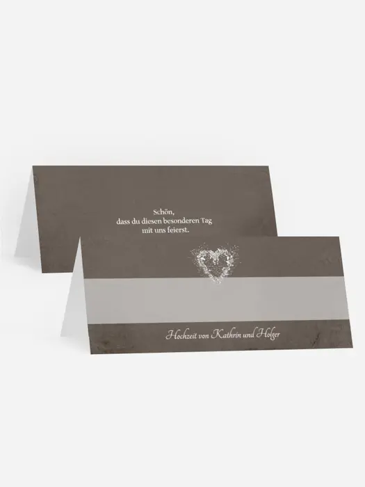 Tischkarte Hochzeit glamour heart Tischkarte Hochzeit glamour heart