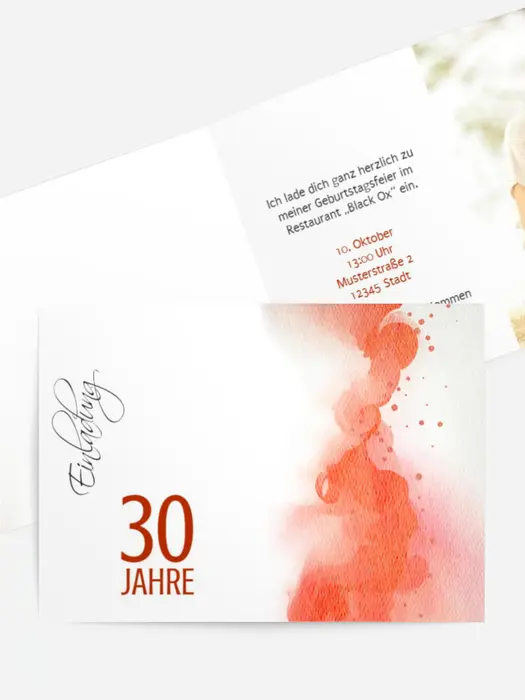 Einladung zum 30. Geburstag Aquarell Nebel Einladung zum 30. Geburstag Aquarell Nebel
