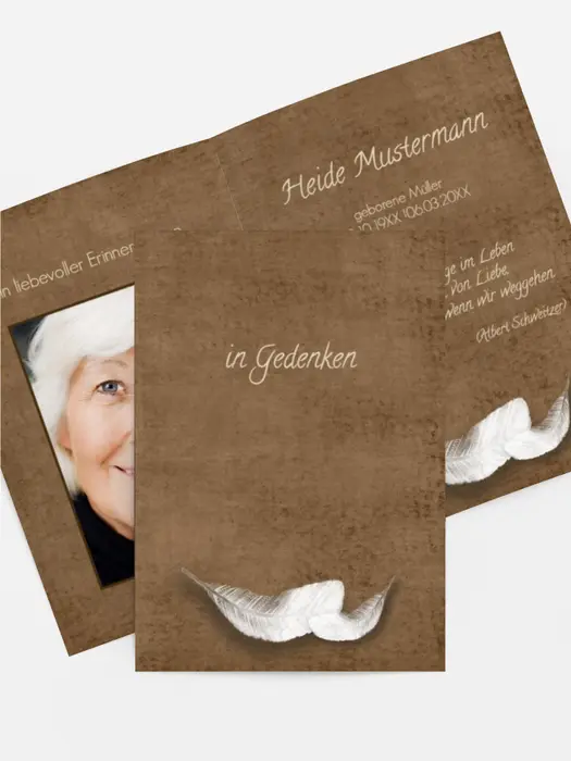 Sterbebildkarte Feder Sterbebildkarte Feder