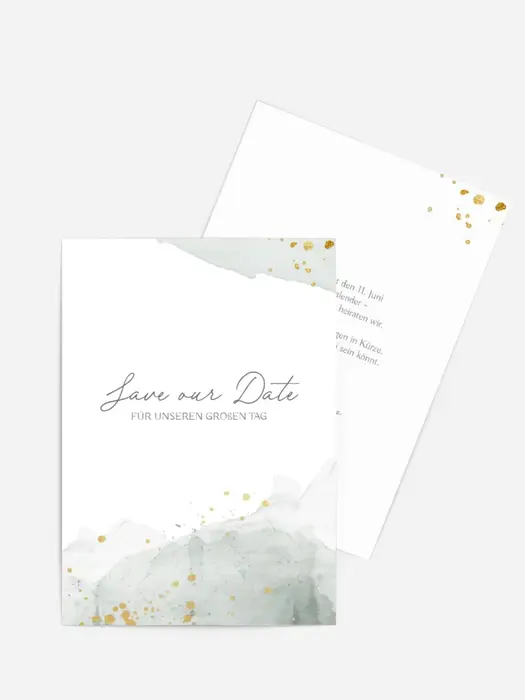 Save the Date Karte Grüner Nebel
