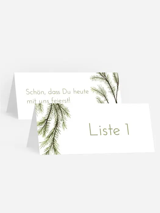 Weihnachtstischkarte Tannenzweige Weihnachtstischkarte Tannenzweige