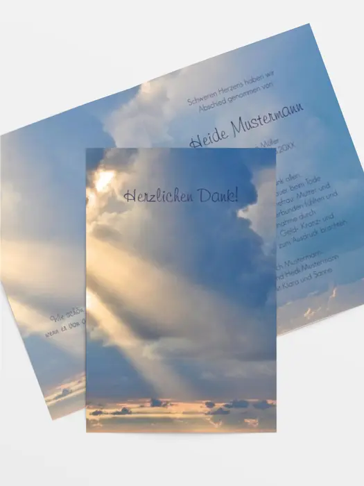 Trauerdanksagung Himmel hoch Trauerdanksagung Himmel hoch