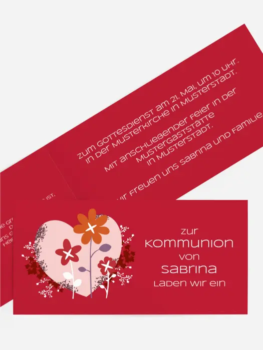 Einladungskarte Kommunion Herz Einladungskarte Kommunion Herz