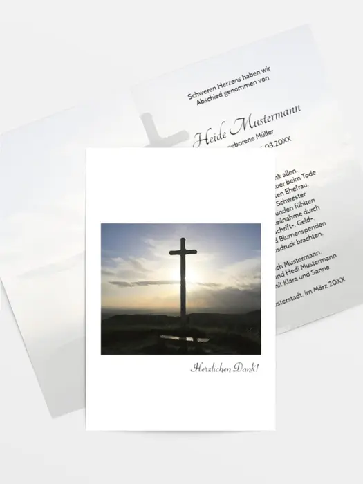 Trauerdanksagung Kreuz hoch Trauerdanksagung Kreuz hoch