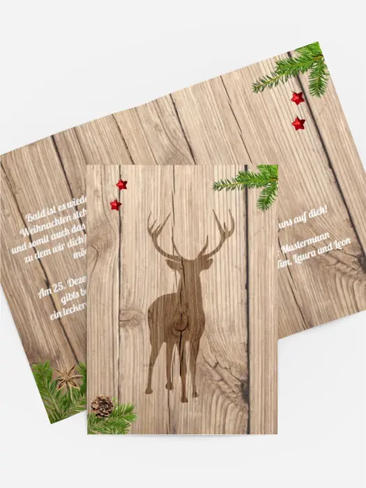 Weihnachts Einladungskarte privat Holztisch Weihnachts Einladungskarte privat Holztisch