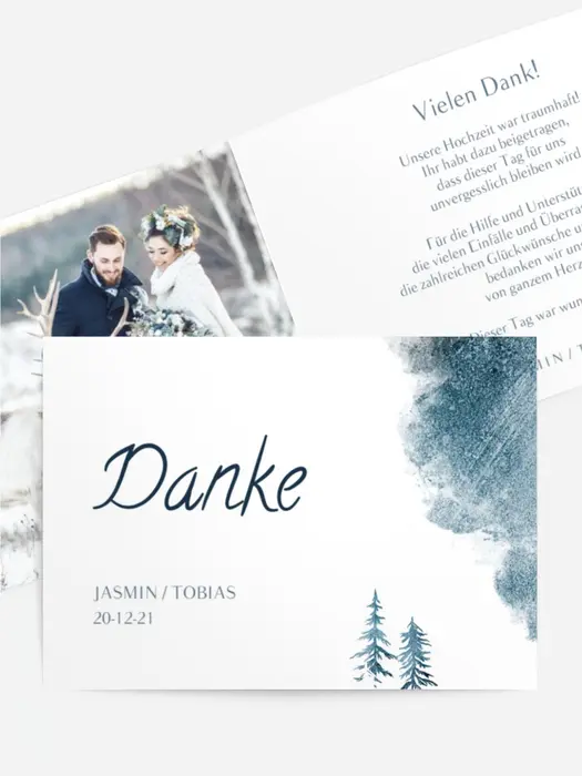 Dankeskarte Hochzeit "Winterwald" Dankeskarte Hochzeit "Winterwald"