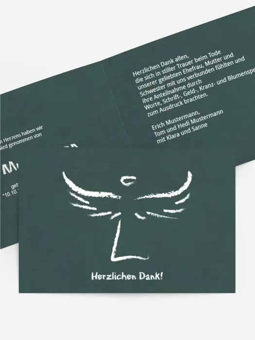 Trauerdanksagung Heavenly Wings quer Trauerdanksagung Heavenly Wings quer