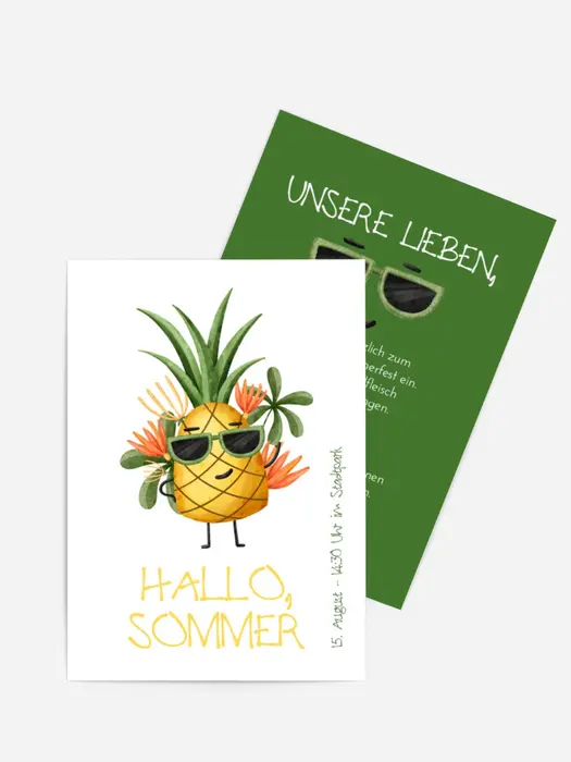 Einladung Sommerfest Ananas in Aktion