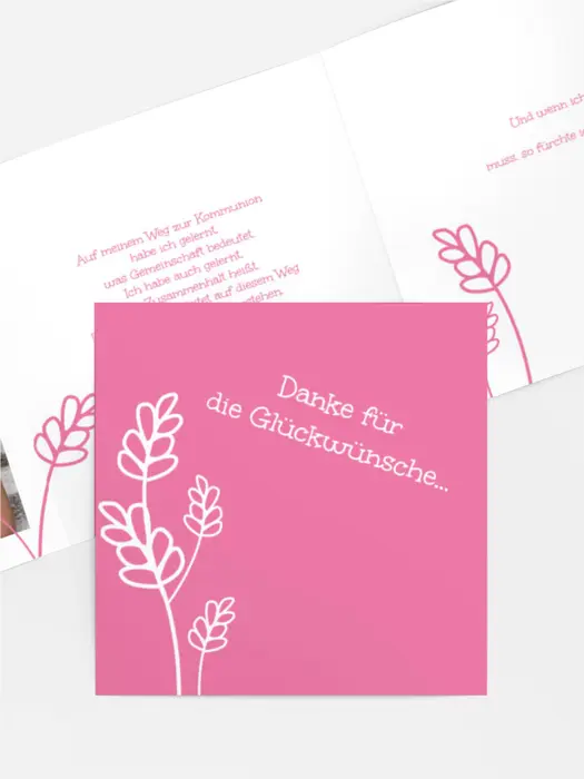 Dankeskarte Kommunion Gräser Dankeskarte Kommunion Gräser