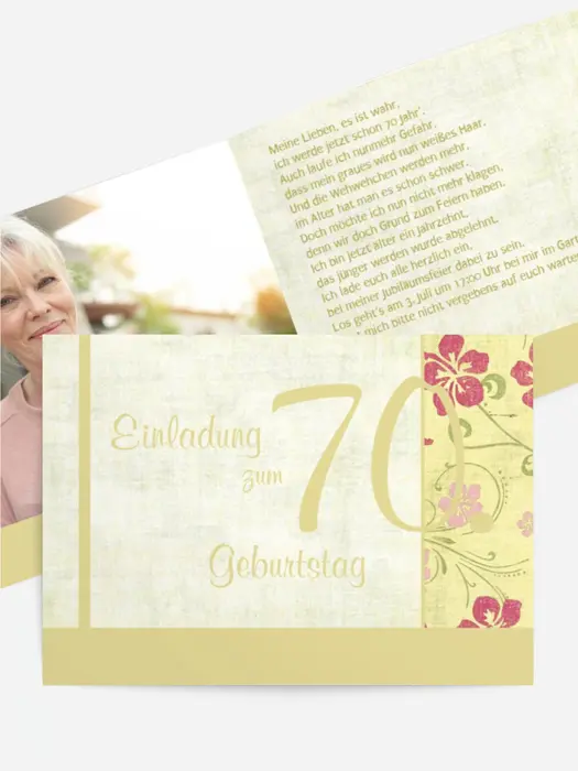 Einladung zum Geburtstag Hibiskus 70 Foto Einladung zum Geburtstag Hibiskus 70 Foto