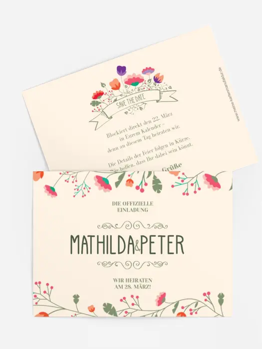 Save the Date Karte Lebendiger Blumenstrauß Save the Date Karte Lebendiger Blumenstrauß