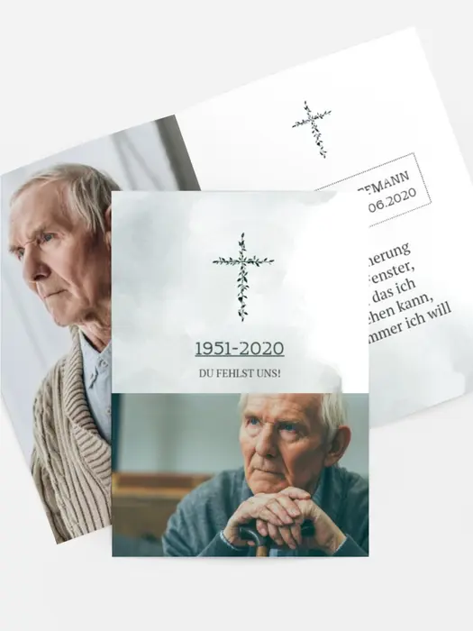 Sterbebildkarte Pflanzenkreuz & Foto Sterbebildkarte Pflanzenkreuz & Foto