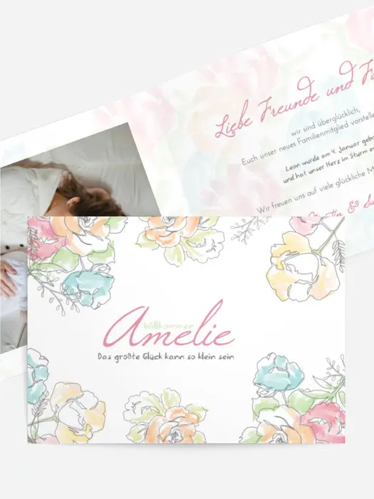 Babykarte Aquarelllichter Babykarte Aquarelllichter
