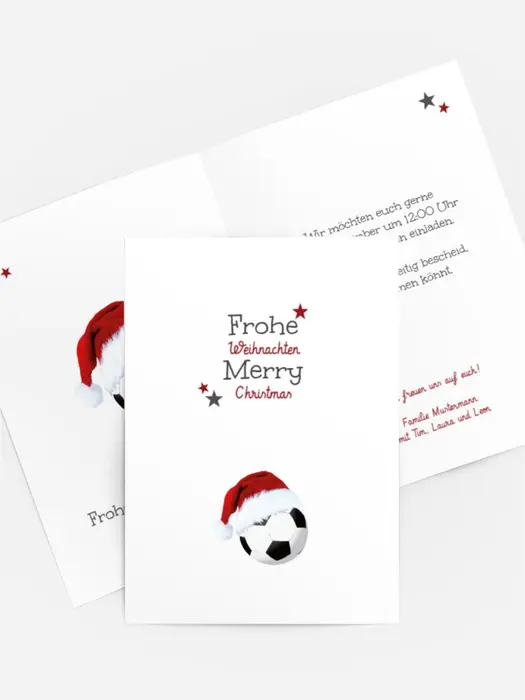 Weihnachts Einladungskarte privat Fußballmütze Weihnachts Einladungskarte privat Fußballmütze