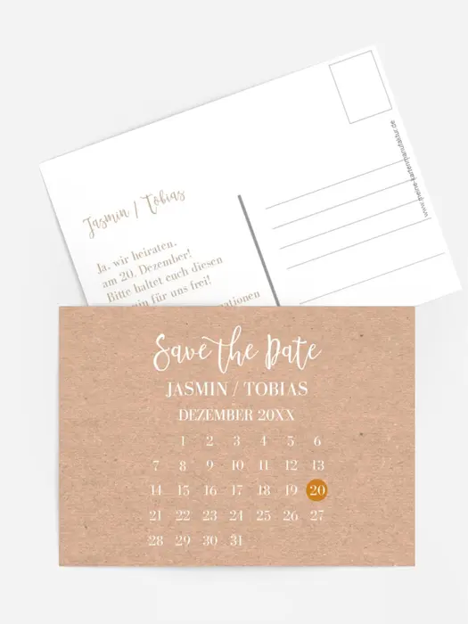 Save-the-Date Kalenderblatt Save-the-Date Kalenderblatt
