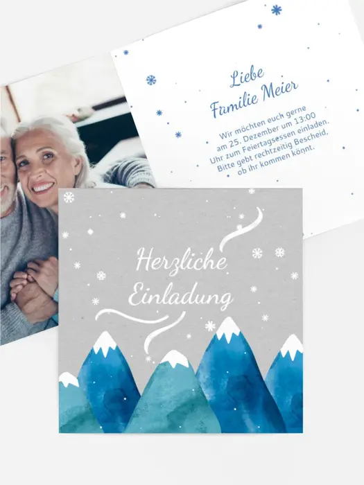Fotoeinladung Weihnachten Schneebedeckte Berge Fotoeinladung Weihnachten Schneebedeckte Berge