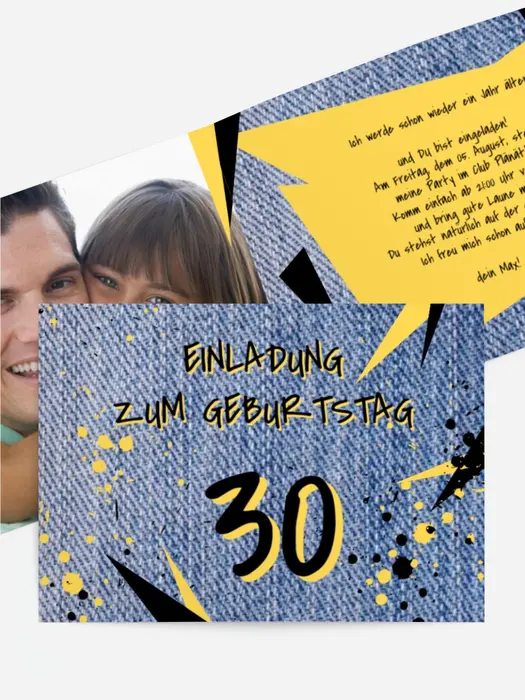 Einladung zum Geburtstag Jeans Style 30 Foto Einladung zum Geburtstag Jeans Style 30 Foto