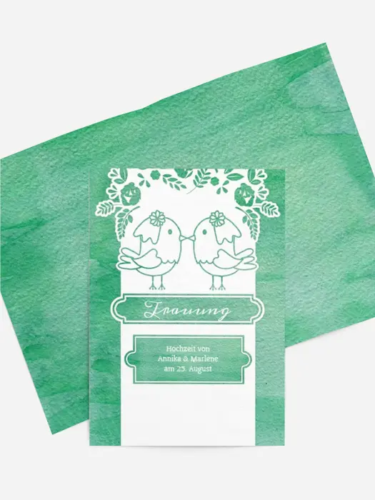 Kirchenheft Umschlag Vogelpaar Brautkleid Kirchenheft Umschlag Vogelpaar Brautkleid