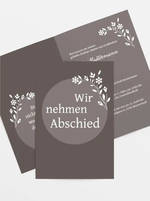 Trauerkarte Kreis hoch Trauerkarte Kreis hoch