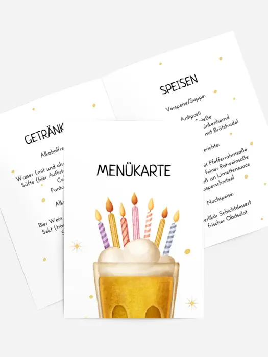 Menükarte Geburtstag Feiertagskerzen