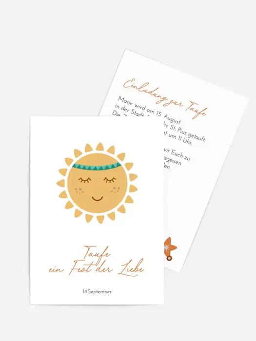 Einladungskarte Taufe Sonnenscheibe Einladungskarte Taufe Sonnenscheibe