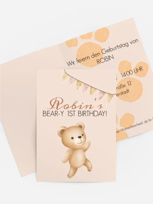 Einladungskarten kleiner Bär