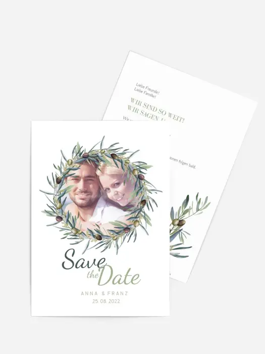 Save-the-Date Karte Оliv Paar Save-the-Date Karte Оliv Paar