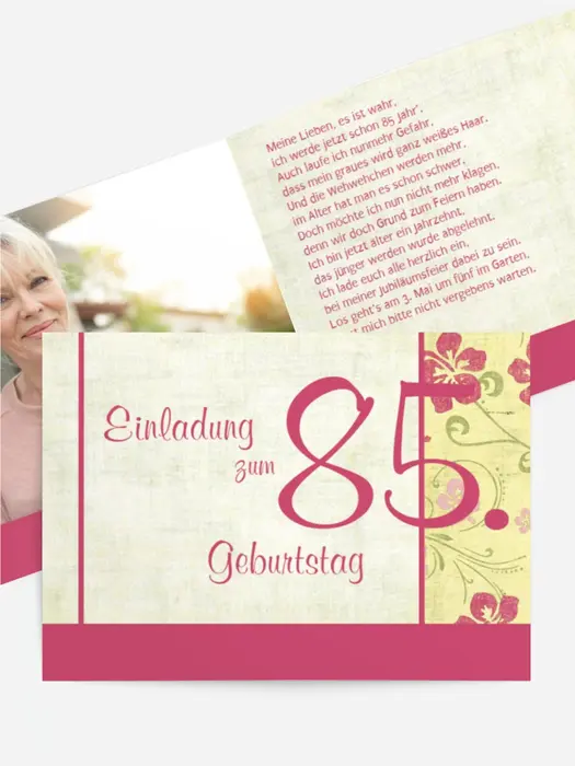 Einladung zum Geburtstag Hibiskus 85 Foto Einladung zum Geburtstag Hibiskus 85 Foto