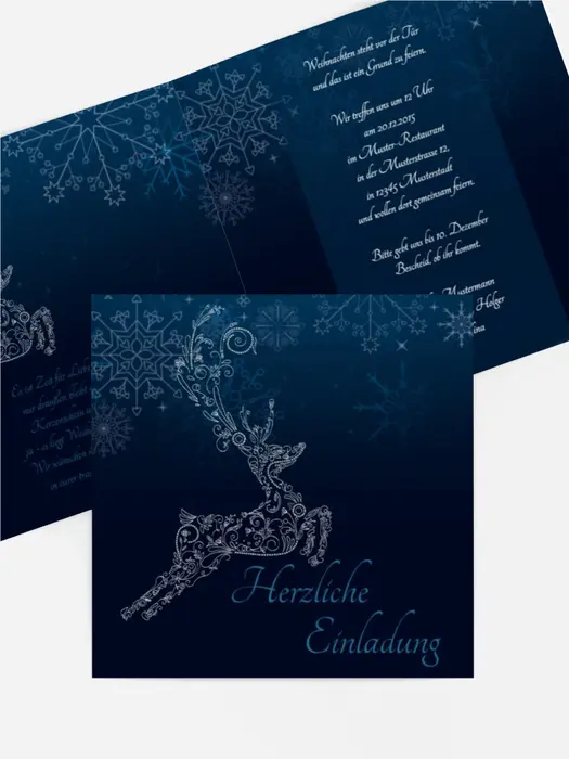 Weihnachtseinladung Schnörkelhirsch Weihnachtseinladung Schnörkelhirsch