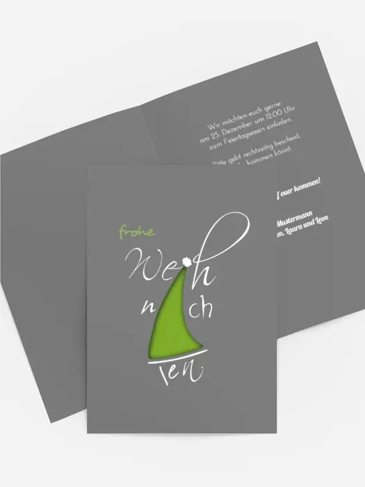 Weihnachts Einladungskarte privat Buchstabenmütze Weihnachts Einladungskarte privat Buchstabenmütze