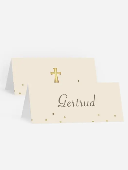 Tischkarte Kommunion Goldene Elemente Tischkarte Kommunion Goldene Elemente