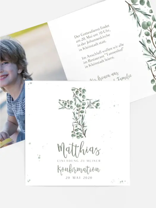 Einladungskarte Konfirmation Rosmarin Einladungskarte Konfirmation Rosmarin