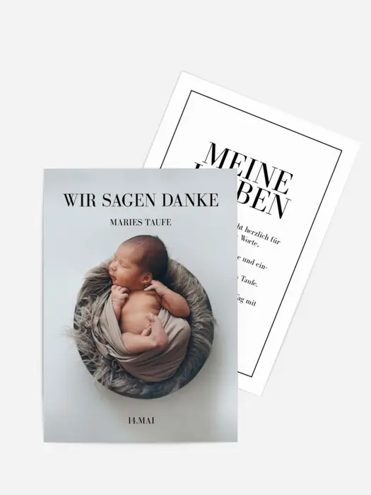 Dankeskarte Taufe Geschenk im Korb Dankeskarte Taufe Geschenk im Korb