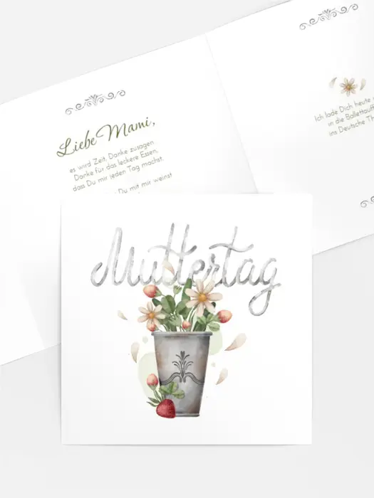 Grußkarte zum Muttertag Erdbeer-Bouquet-Komposition Grußkarte zum Muttertag Erdbeer-Bouquet-Komposition