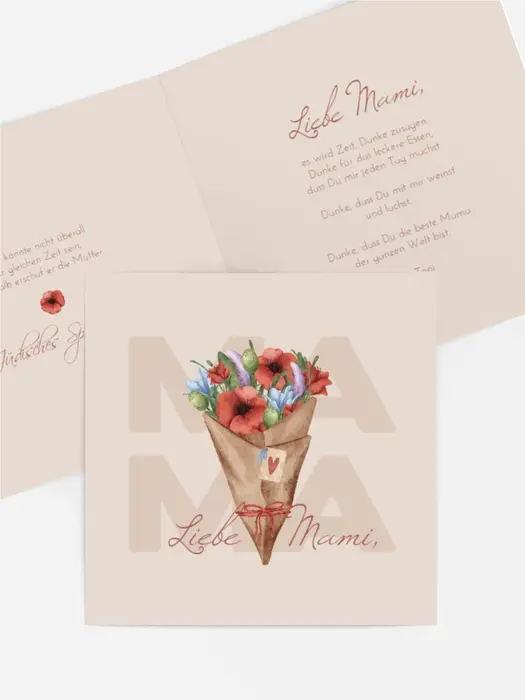 Grußkarte zum Muttertag Ein Strauß Mohnblumen Grußkarte zum Muttertag Ein Strauß Mohnblumen