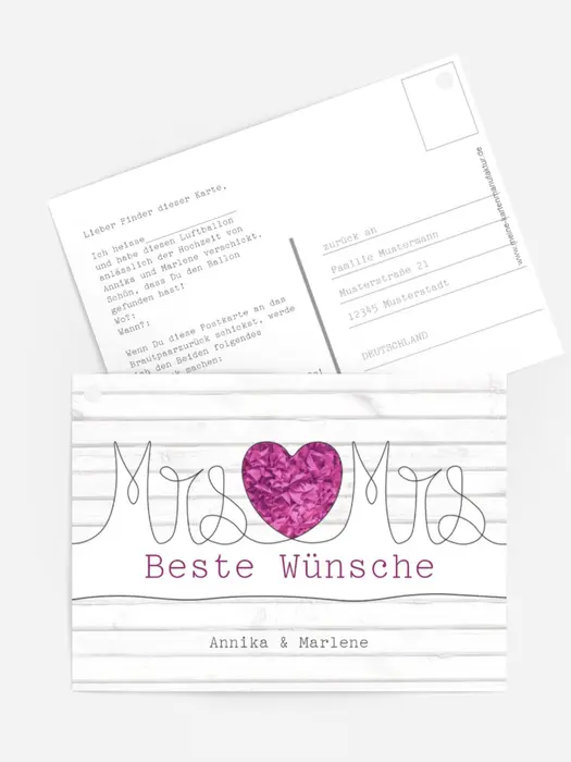 Ballonkarte zur Hochzeit Mrs+Mrs Ballonkarte zur Hochzeit Mrs+Mrs