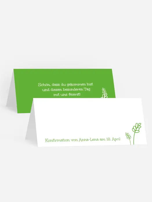 Tischkarte Konfirmation Gräser