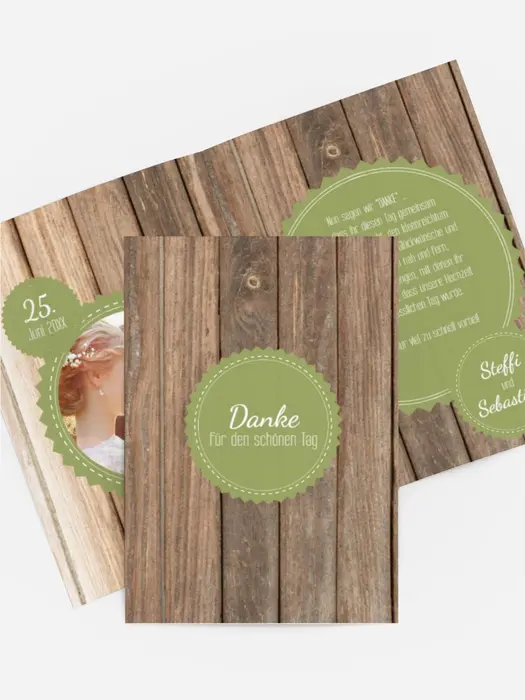 Dankeskarte Hochzeit "Vintage Holz" Dankeskarte Hochzeit "Vintage Holz"