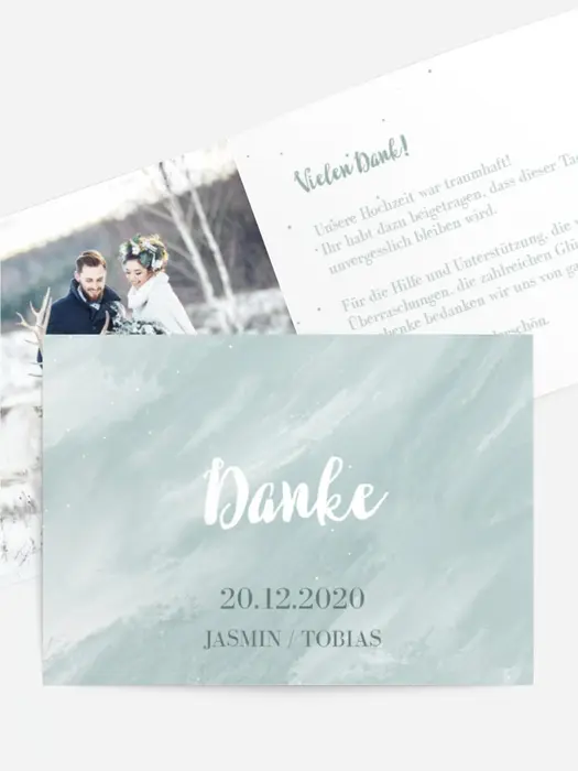 Dankeskarte Hochzeit "Schneevorhang" Dankeskarte Hochzeit "Schneevorhang"