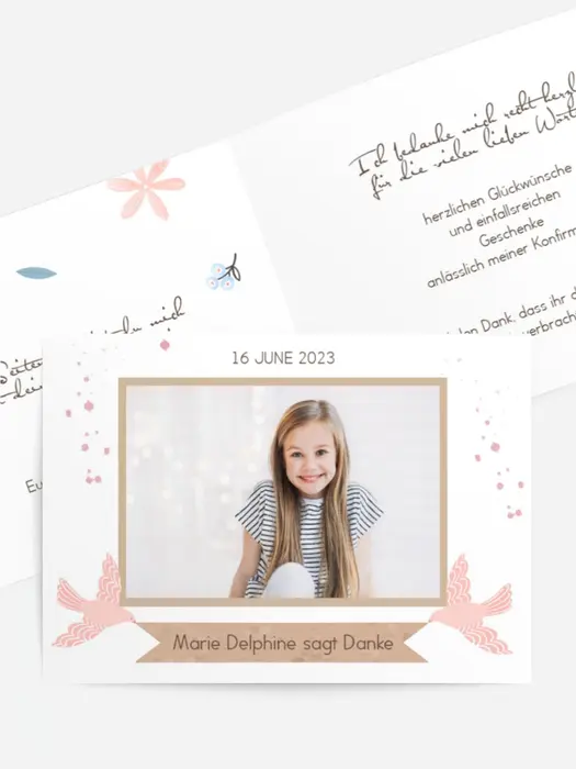 Dankeskarte Konfirmation Tauben des Friedens Dankeskarte Konfirmation Tauben des Friedens