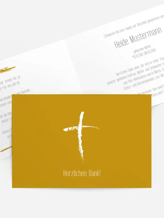 Trauerdanksagung Kreidekreuz quer Trauerdanksagung Kreidekreuz quer