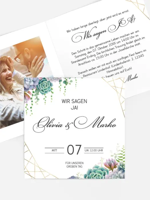 Hochzeitseinladung Florale Geometrie Hochzeitseinladung Florale Geometrie