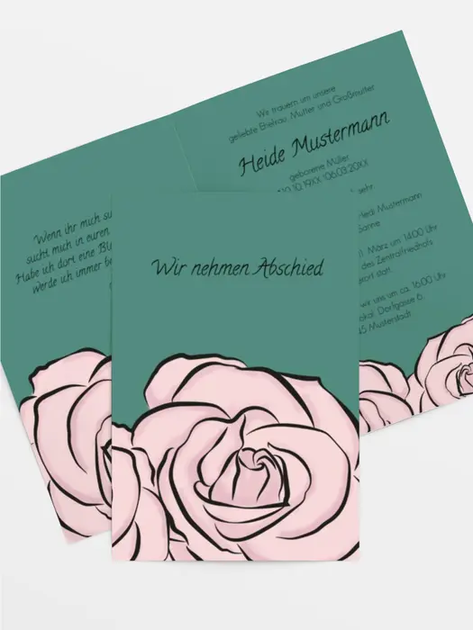 Trauerkarte Rosen hoch Trauerkarte Rosen hoch