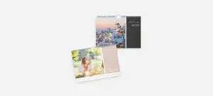 Kalender mit Hochzeitspaar in weiß, Blütendekoration