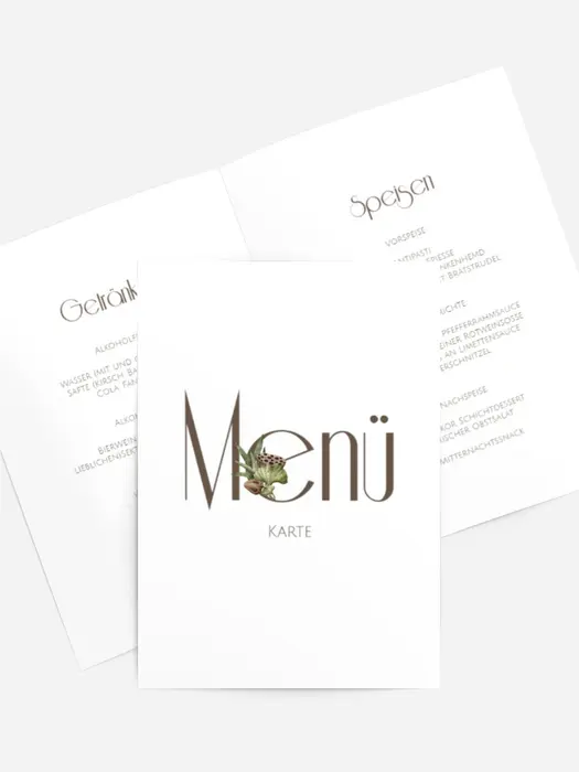 Menükarte Taufe Blattbuchstaben Menükarte Taufe Blattbuchstaben
