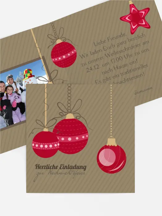 Foto Weihnachtseinladung Bunte Kugeln Foto Weihnachtseinladung Bunte Kugeln