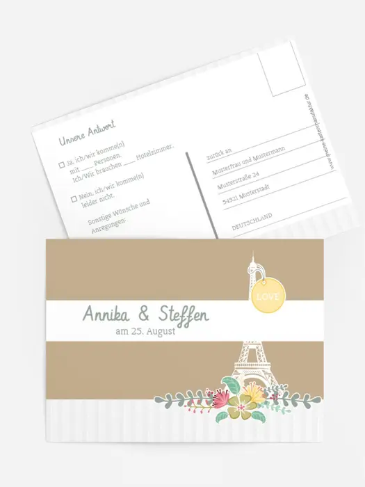 Antwortkarte zur Hochzeit Paris Antwortkarte zur Hochzeit Paris