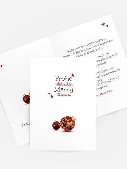 Weihnachts Einladungskarte geschäftlich Weihnachtskugeln Weihnachts Einladungskarte geschäftlich Weihnachtskugeln